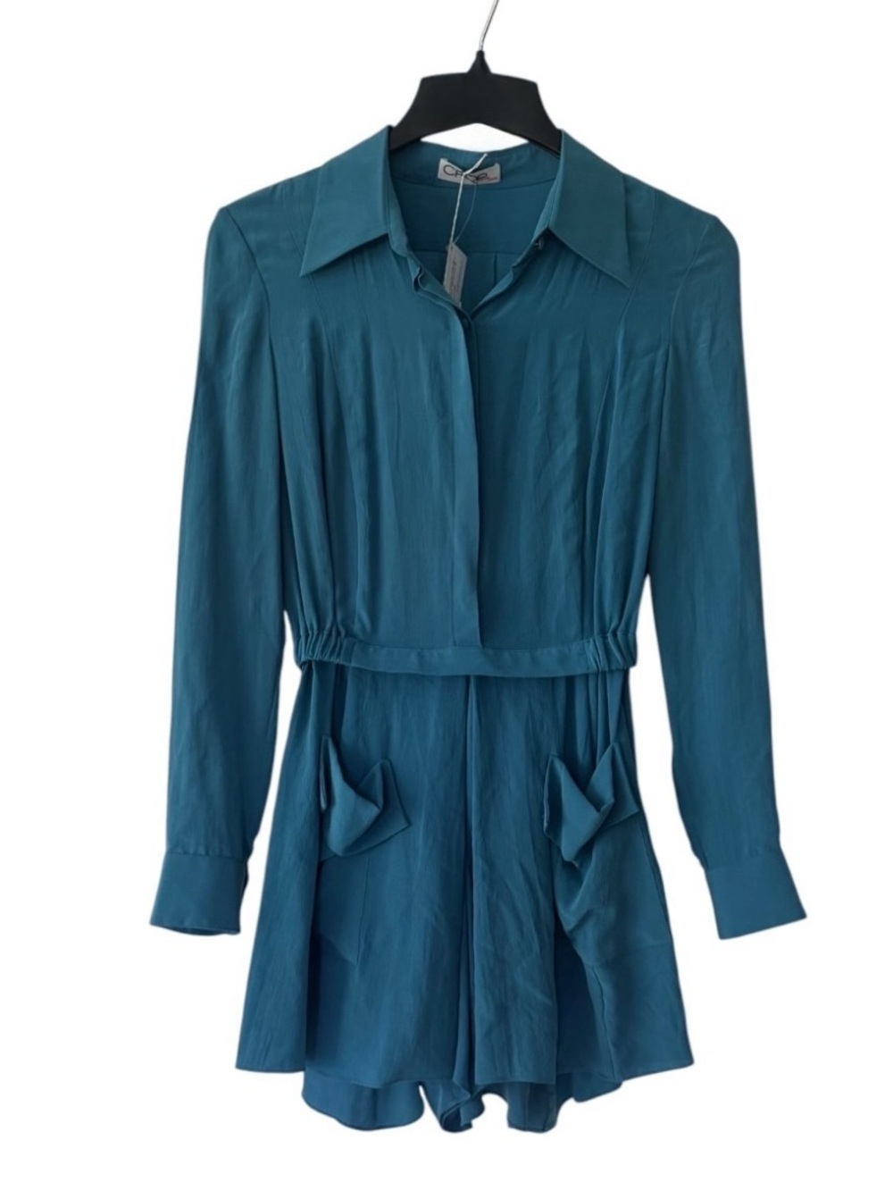CROP by David Peck 100% Silk Long Sleeve Romper NWT